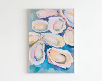 Henri Matisse Oyster Shell Poster, Coastal Kitchen Wall Art, Abstract Pastel Seashell Print, Colorful Beach House Dining Room Decor