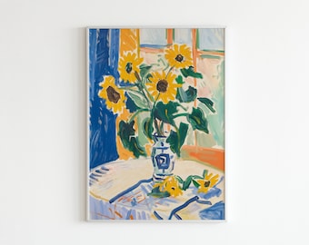 Henri Matisse Sunflowers Poster, Vibrant Floral Art Print, Colorful Flower Wall Decor, Impressionist Fauvism Painting, Matisse Artwork