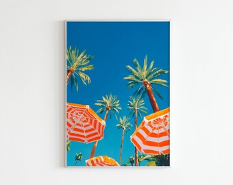 Henri Matisse Beach Vacation Poster, Palm Tree Wall Art Print, Vibrant Umbrella Artwork, Summer Seaside Beach House Decor, Tropical Coastal