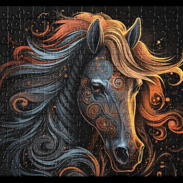 Fantasy Horse Puzzle, Beautiful Jigsaw, Horses Game, Pony Gift, Black beauty, Magical Horse Gift, Family 250 Pieces, Whimsical, Gift for Her