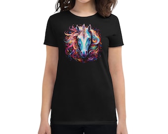 Rainbow Horse tshirt, Magical Horse shirt, Horse Lovers Gift, Women's short sleeve t-shirt, Horse Gift for Her, Horse Mom tshirt, Horse Love