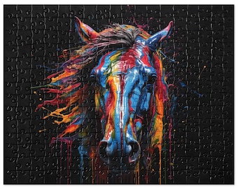 250 Piece Puzzle, Horse Puzzle, Dripping Paint Horse Jigsaw, Horse Jigsaw, Jigsaw Gift, Horse Mom Gift, Horse Jigsaw gift, Artist Gift