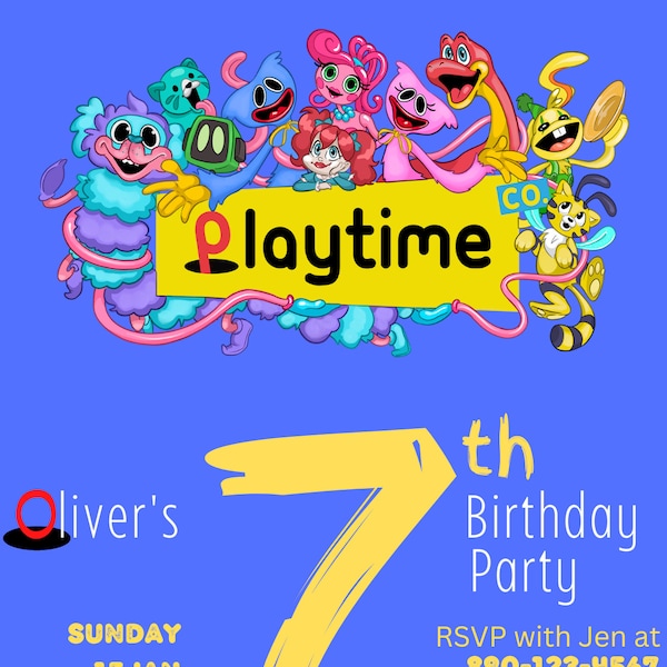 Poppy Playtime Birthday Invitation 4 x 6 in