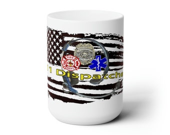 911 Dispatcher Coffee Cup, 911 Dispatcher Mug, Unique Gift for Dispatchers, Thin Gold Line, First Responder