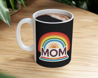 70's style Mother's Day Coffee Mug, Ceramic Mom Mug Gift Idea