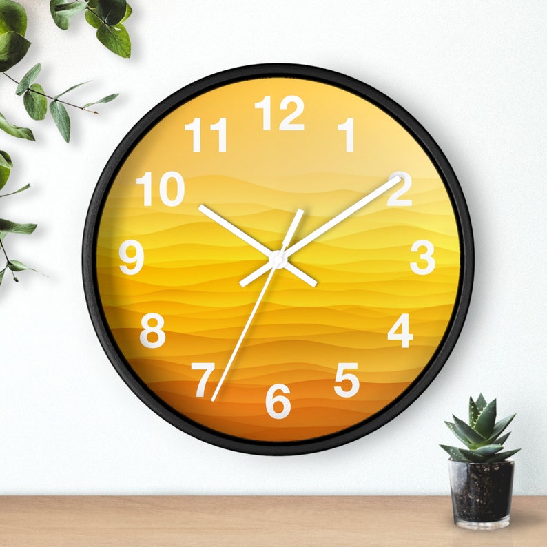 Yellow Simple Wall Clock, Minimalist Design, Contemporary Trendy Wall Decor image 9
