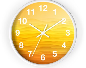 Yellow Simple Wall Clock, Minimalist Design, Contemporary Trendy Wall Decor