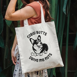 Sac fourre-tout drôle corgi, joli sac en toile corgi, sac crosse corgi, cadeau pour amoureux du corgi, cartable pour chien corgi, sacs maman corgi, sac papa corgi, sac corgi
