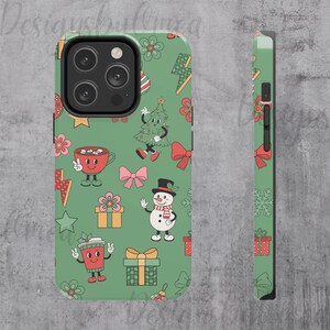 Green Christmas Phone Case, Festive Holiday Winter Phone Cover, Protective Holiday Phone Case, Christmas Pattern Cellphone Cases
