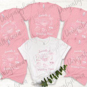 Koszula Miami Bachelorette, Miami Beach Bridal Party, Custom Beach Bach, Tropical Bachelorette Shirts, Sunsets & Wedding Vows, Custom Bach Tee