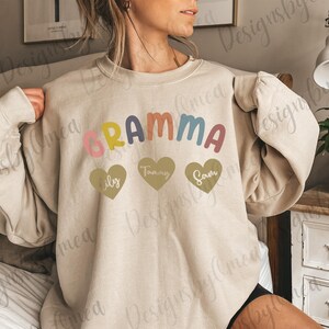 Personalized Grandma Sweatshirt, Custom Grandkids Names Hoodie, New Nana Outfit, Gigi, Mimi, Mothers Day Gift, Gramma Birthday Gift