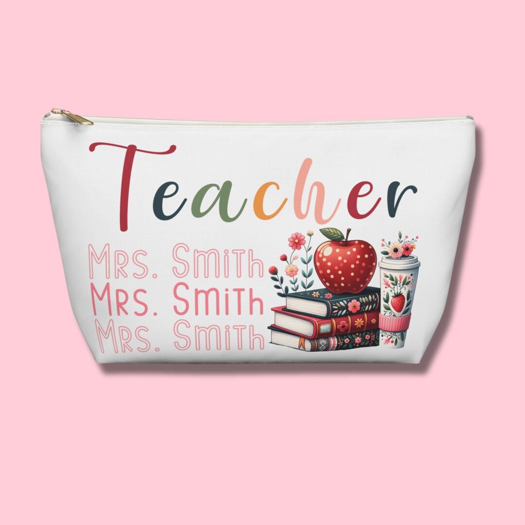 Custom Teacher Name Pencil Pouch, Cute Makeup Bag for Teachers, Gifts ...