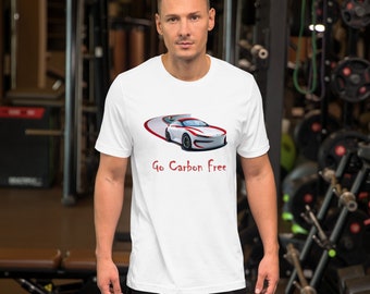 Go Carbon Free, Stylized Car Design, Unisex t-shirt, By Pro Hydrogen Clothing. Perfect for Christmas and any Holiday Gift!