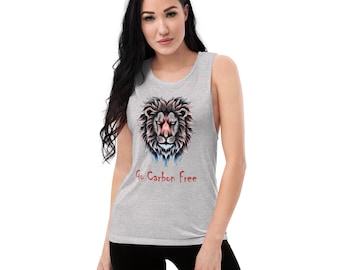 Ladies’ Muscle Tank, Women&#39;s Muscle Tank Top with a Lion Head design, Eco Warrior