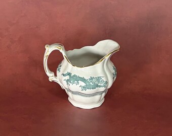 Vintage Booths Dragon Creamer Green Transferware Gold Trim Made in England