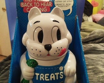 Singing Cat Treat Jar Stray Cats Strut Whats New Pussycat Canister Original