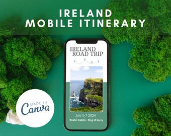 Ireland Travel Itinerary Template | Mobile Itinerary | Travel Guide | Trip Itinerary | Digital Travel Planner | Canva Template | Schedule