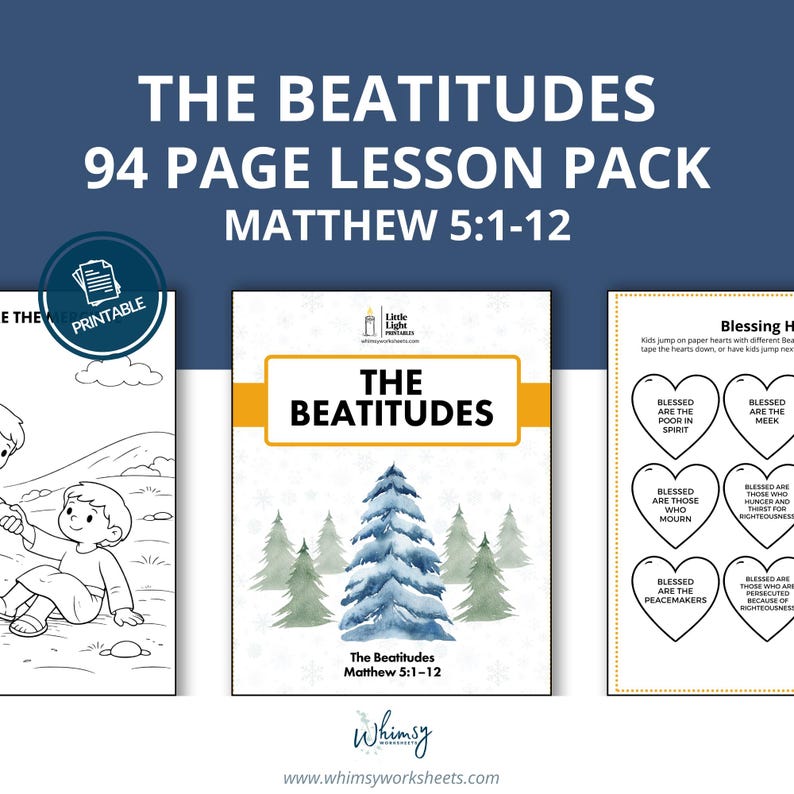 Matthew Rees Worksheet Beatitudes Bible Lesson for Kids | Matthew 5:1-12 Sunday School ...
