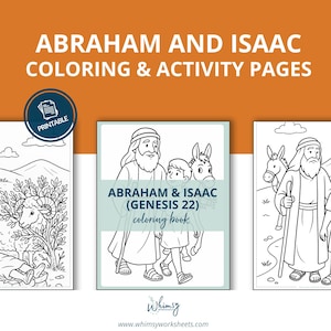 Sunday School Lessons Craft Kits | Abraham & Isaac Bible Craft | Kids Coloring Pages | Printable DIY Lesson | Digital Download Fun Activity