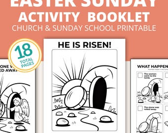 Easter Sunday Activity Booklet for Kids | Resurrection Story Mini Book Printable | Church Service & Sunday School