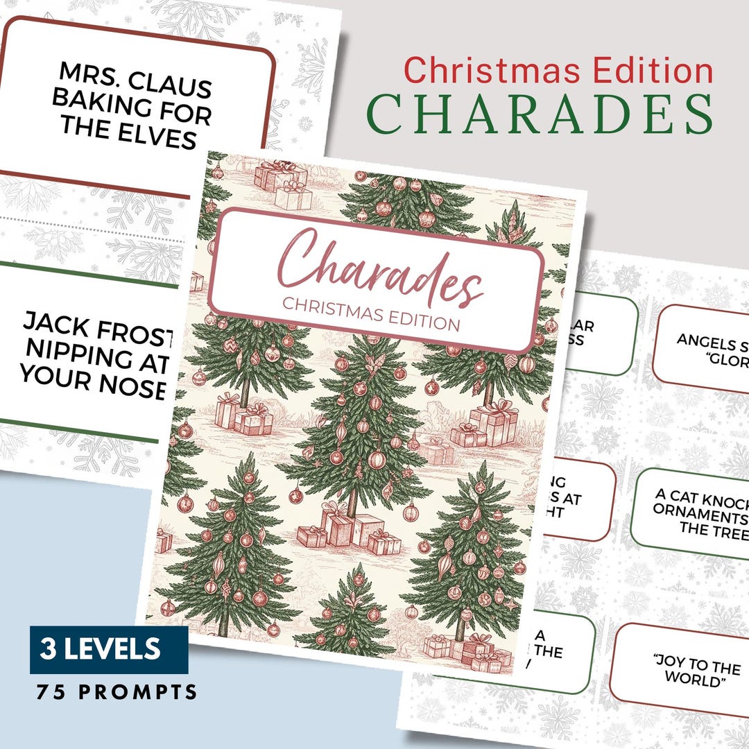 Christmas Charades Game Printable | 75 Holiday Party Prompts for Kids ...