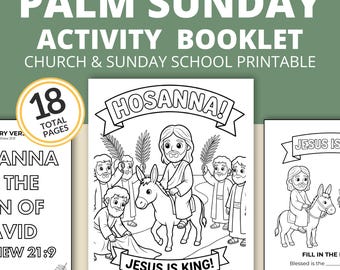 Palm Sunday Activity Booklet for Kids | Church Service Mini Book Printable | Holy Week for Kids & Sunday School
