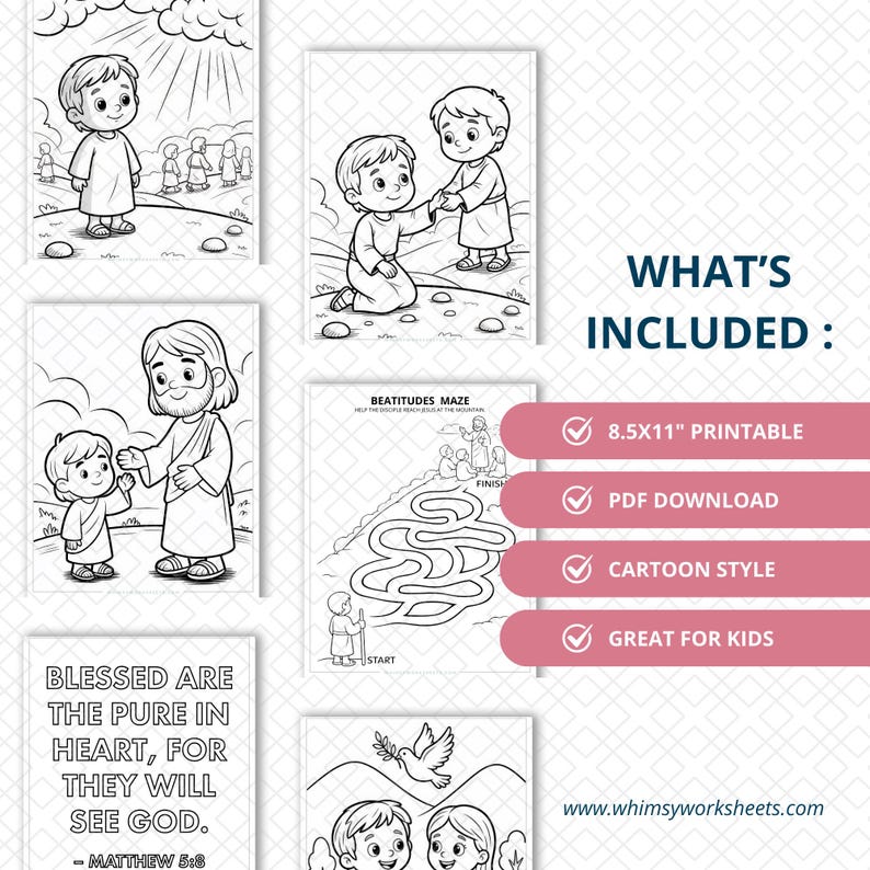 The Beatitudes Bible Coloring Pages for Kids | Sunday School Art ...
