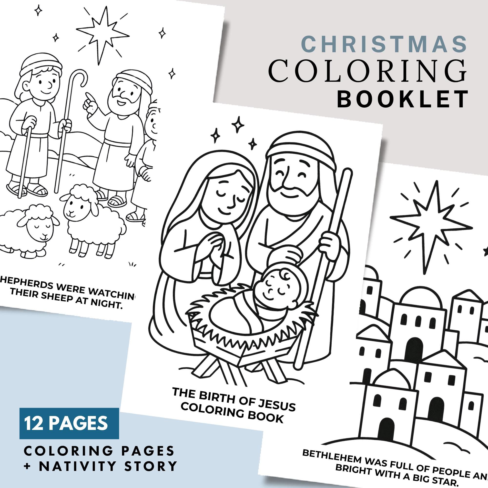 Printable Christmas Bible Coloring Book for Kids 12 Faith-Based…