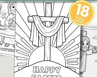 Holy Week Coloring Mini Book Printable | Easter Story Coloring Pages | Church Classroom & Christian Homeschool