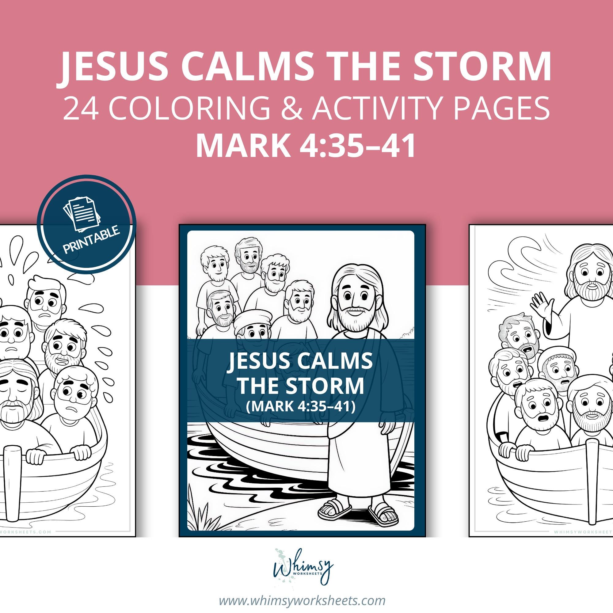Jesus Calms the Storm Printable Bible Workbook | Kids Bible Coloring ...