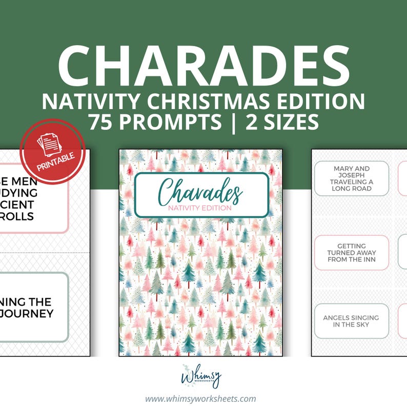 Nativity Christmas Charades Game Printable | 75 Faith-based Prompts ...