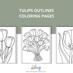 80 pagine da colorare di tulipani da scaricare digitalmente / Fogli da colorare per bambini + adulti / Libro da colorare di fiori + botanica / Contorni calmi / PDF