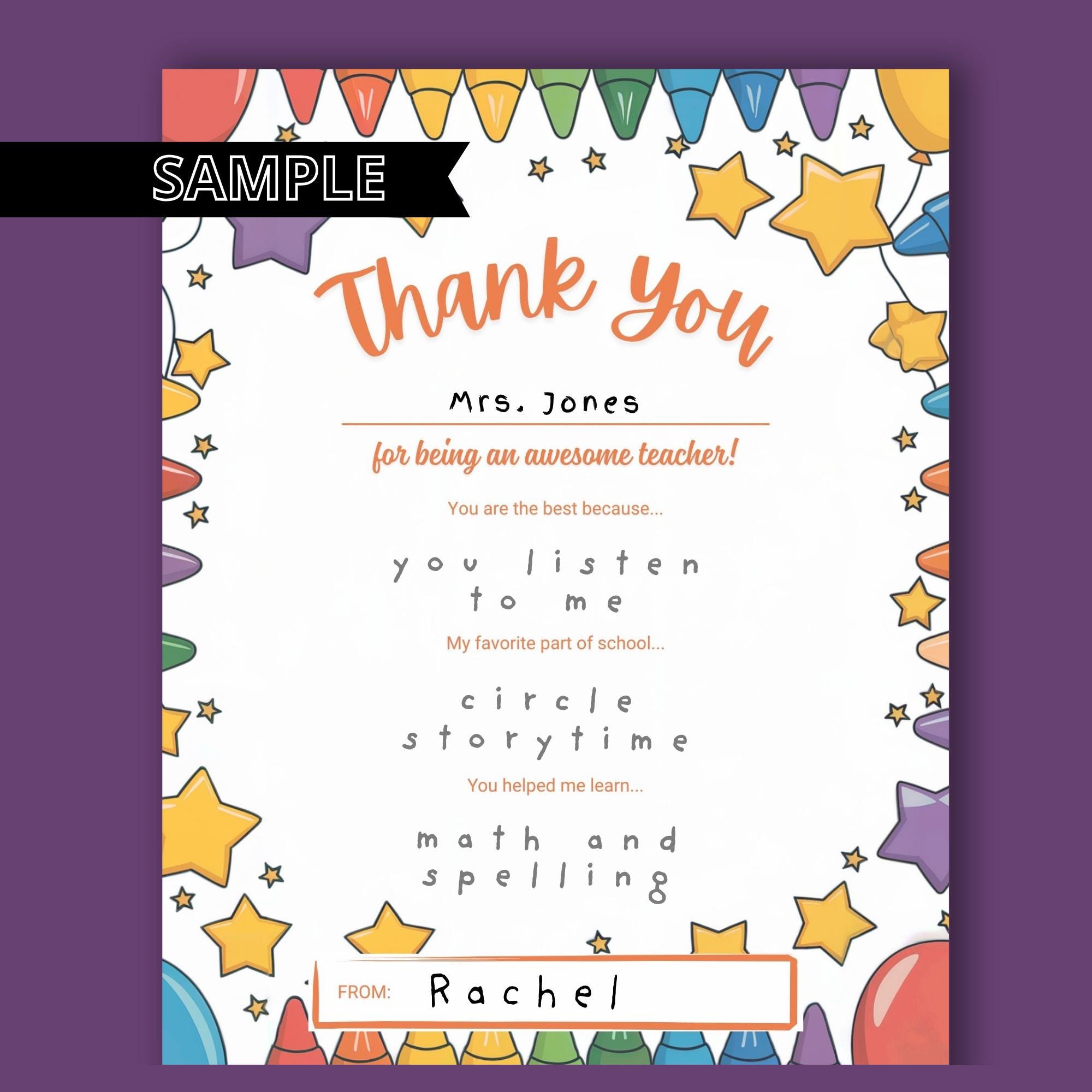 Teacher Appreciation Fill-in Thank You Notes | Printable Stationery ...
