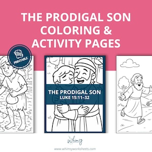 Prodigal Son Bible Story Coloring Pages & Activities for Kids | Sunday School Craft | Christian Homeschool Printable | Jesus Parables