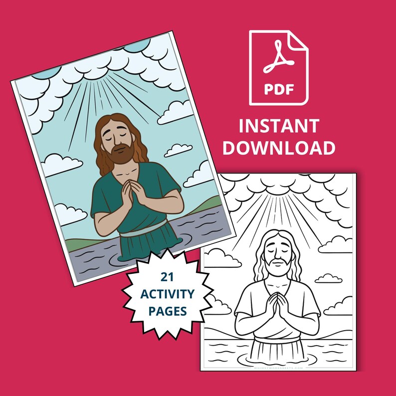 Jesus Baptism Bible Story Printable | Sunday School Coloring and ...