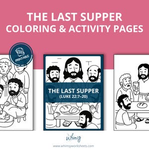 The Last Supper Printable for Kids | Bible Coloring Pages | Sunday School Craft | Christian Activity Pack | Bible Study PDF | Easter Lesson