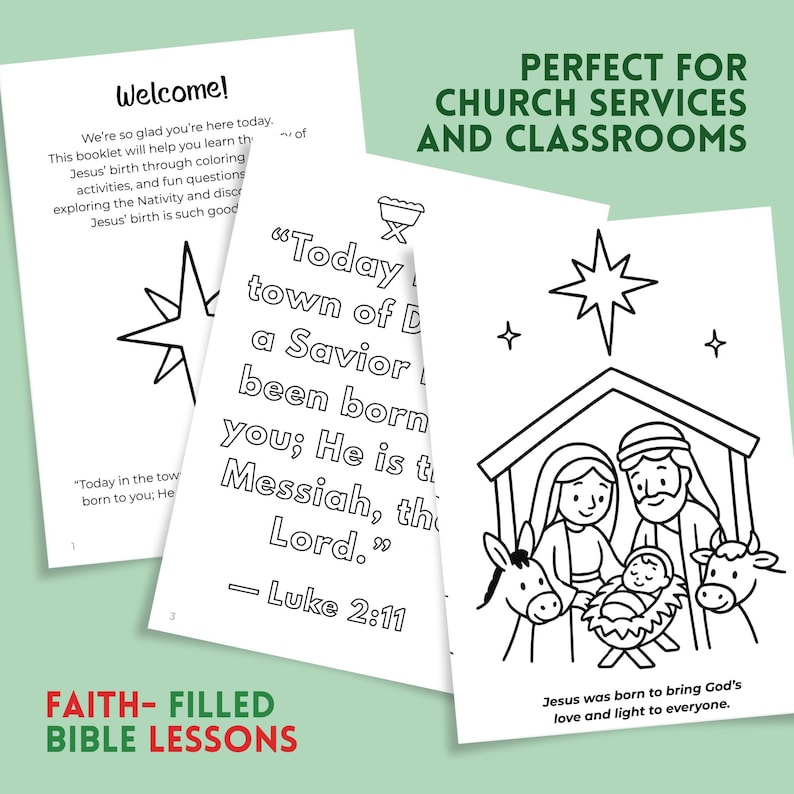 Printable Christian Christmas Activity Book for Kids | Sunday School ...