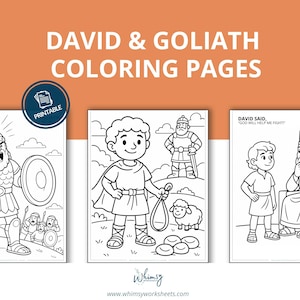 Kinder Bibel Lernposter | David und Goliath Sonntagsschulaktivität | Druckbare Bibel Handwerk, christliche Homeschool Lessons, Malseiten