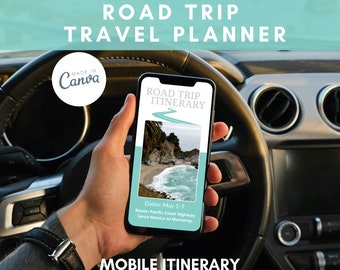 Travel Itinerary Template Canva Ultimate | Road Trip Planner | Digital Travel Itinerary | Printable | Mobile Friendly | Vacation Planning