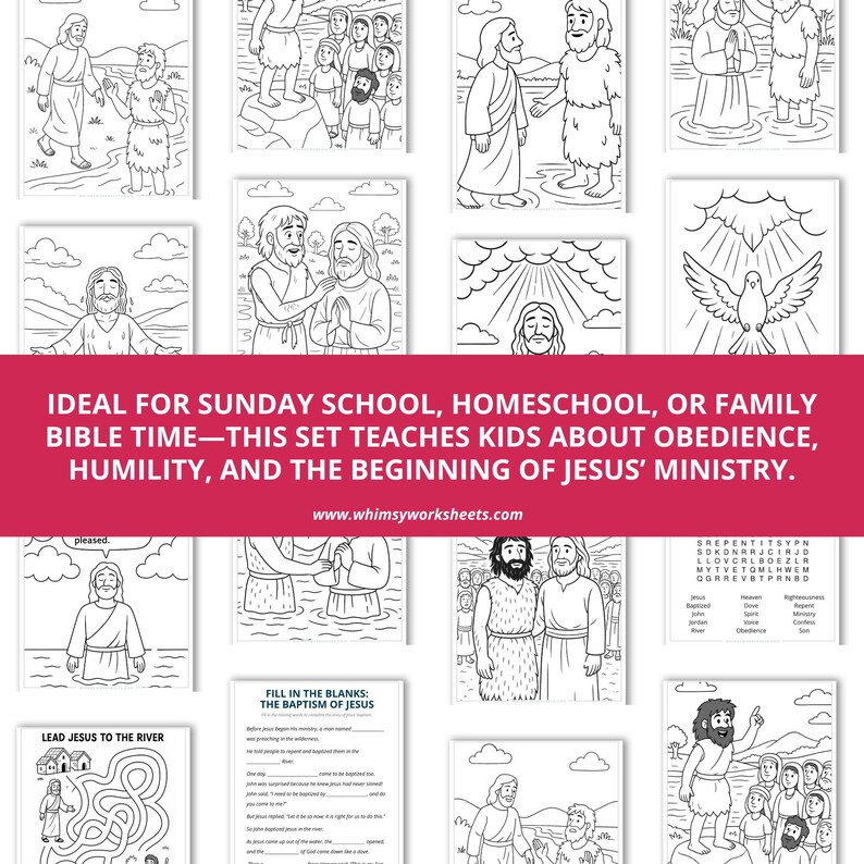 Jesus Baptism Bible Story Printable | Sunday School Coloring and ...