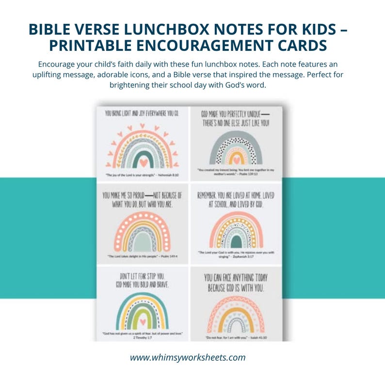18 Lunchbox Notes | Printable Bible Verse Cards, Boho Rainbow ...