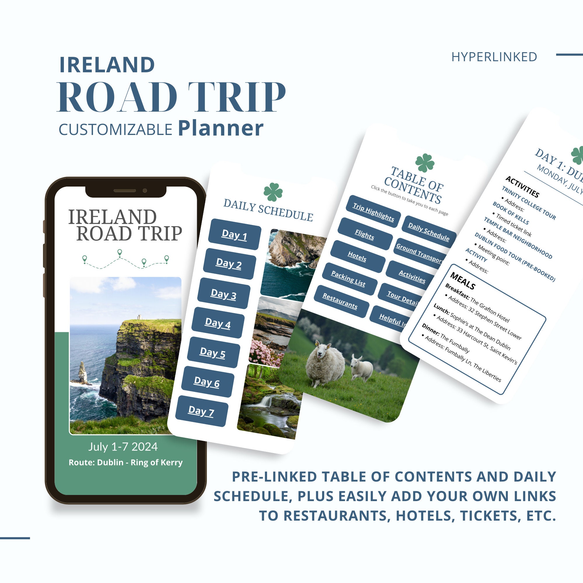 Ireland Travel Itinerary Template Mobile Itinerary Travel Guide Trip ...