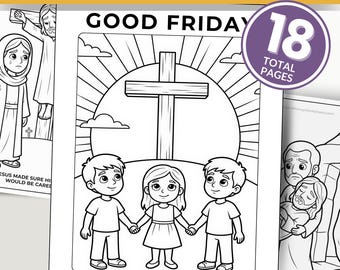 Good Friday Christian Coloring Printable | Sunday School Lesson Mini Book | Holy Week Activity for Kids Church Printable