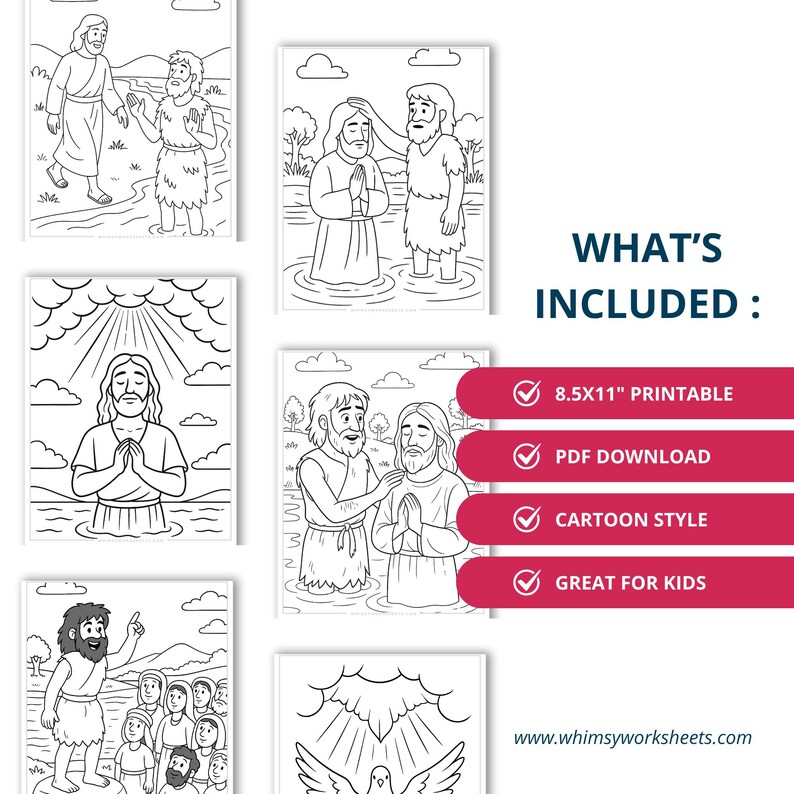 Jesus Baptism Bible Story Printable | Sunday School Coloring and ...