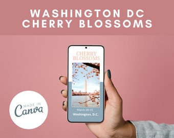 Washington DC Cherry Blossom Itinerary Template | Mobile Itinerary | Travel Guide | Trip Itinerary | Digital Travel Planner | Canva Template