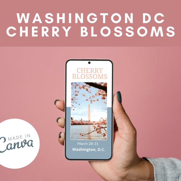 Washington DC Cherry Blossom Itinerary Template | Mobile Itinerary | Travel Guide | Trip Itinerary | Digital Travel Planner | Canva Template