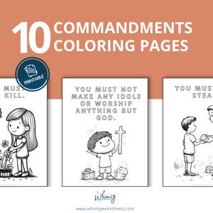 Coloring Sheets for Sunday School | Ten Commandments Kids Activity | Bible Study Printable | Christian Homeschool Fun | Sunday School Pages