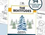 Matthew 5 Beatitudes Bible Study for Kids | Christian Homeschool Lesson | Church Craft Printable | 94 page Bible Workbook Pack