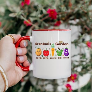 Personalized Grandma&#39;s Garden Mug: Custom Grandkids Names, Ceramic Coffee Mug