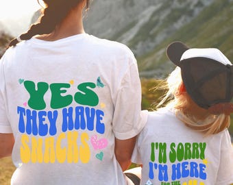 Bijpassende moeder- en kind-snackshirts: grappige familiereis-T-shirts